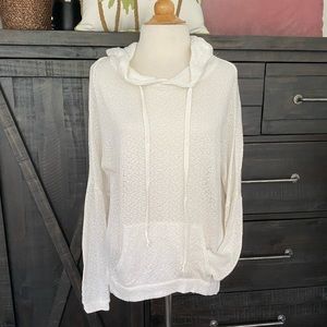 Full Tilt Adorable Sheer Knit Hoodie size L